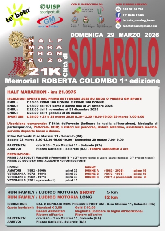 Half Marathon Città di SOLAROLO Memorial Roberta Colombo